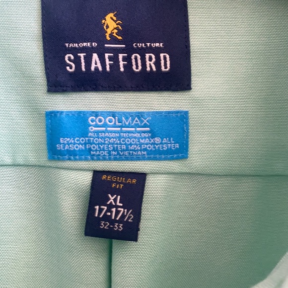 Stafford green long sleeve button down shirt men’s size XL - Picture 3 of 7
